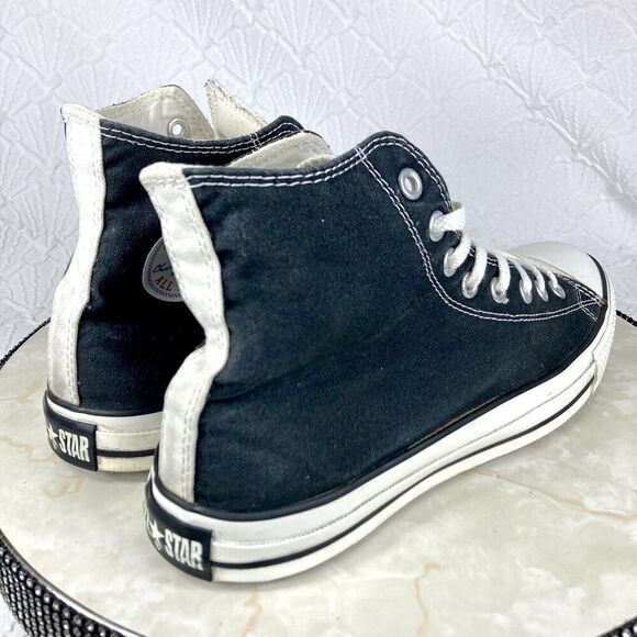 Converse All Star Sneakers Men Size 9.5 Black White Classic Chuck Taylor Hi Tops - Picture 8 of 11
